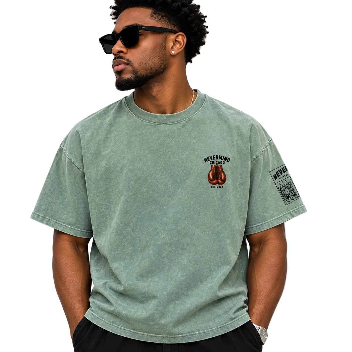 “THE CHAMP” Snow Washed Oversized Cotton T-Shirt