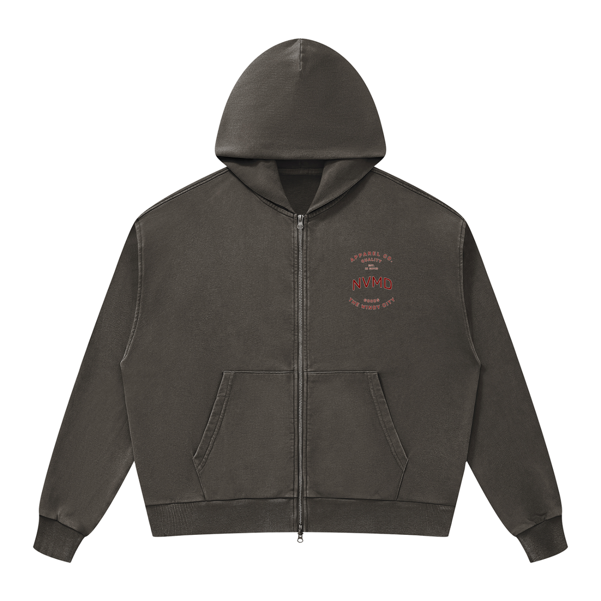 Unisex Windy City Mineral Wash Boxy Full Zip Hoodie