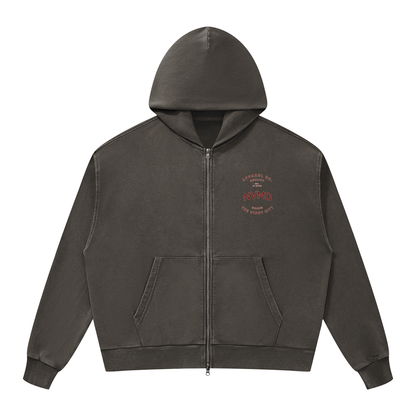 Unisex Windy City Mineral Wash Boxy Full Zip Hoodie