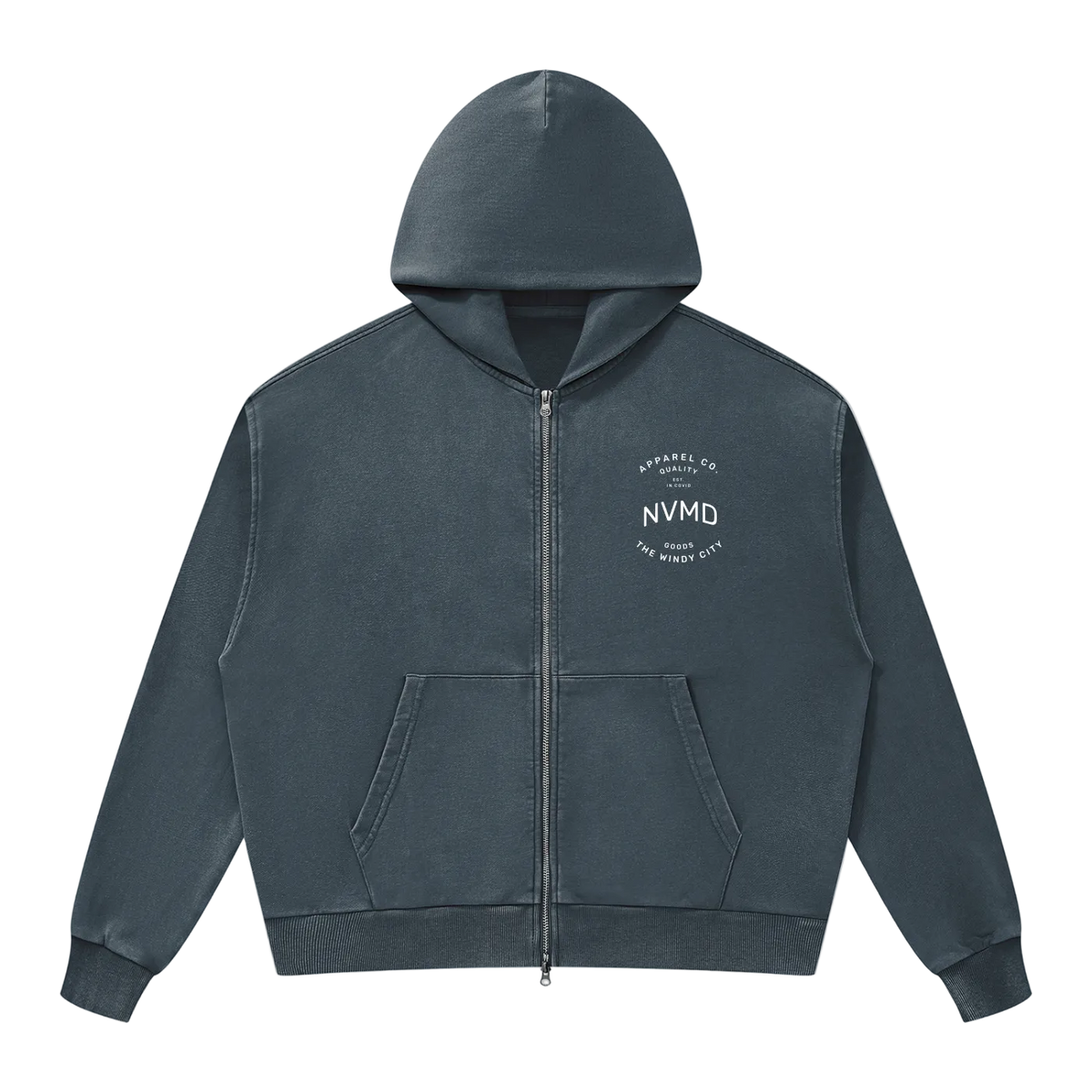 Unisex Windy City Mineral Wash Zip Boxy Full Zip Hoodie