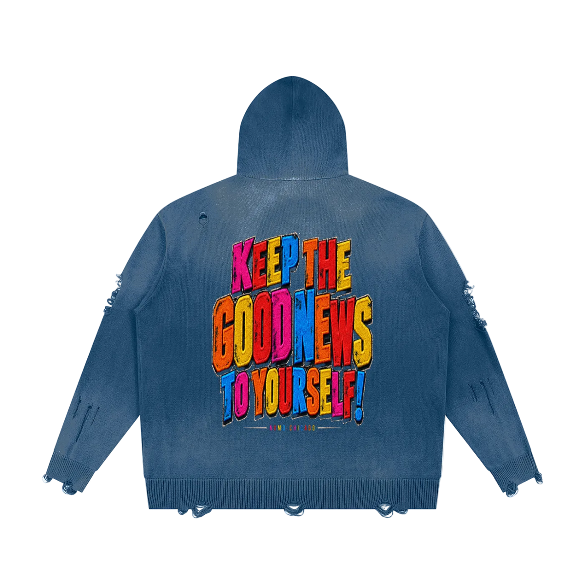 THE GOOD NEWS Distressed Full-Zip Hoodie