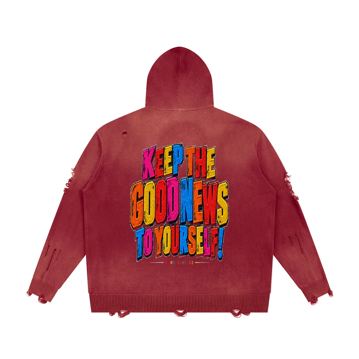 THE GOOD NEWS Distressed Full-Zip Hoodie