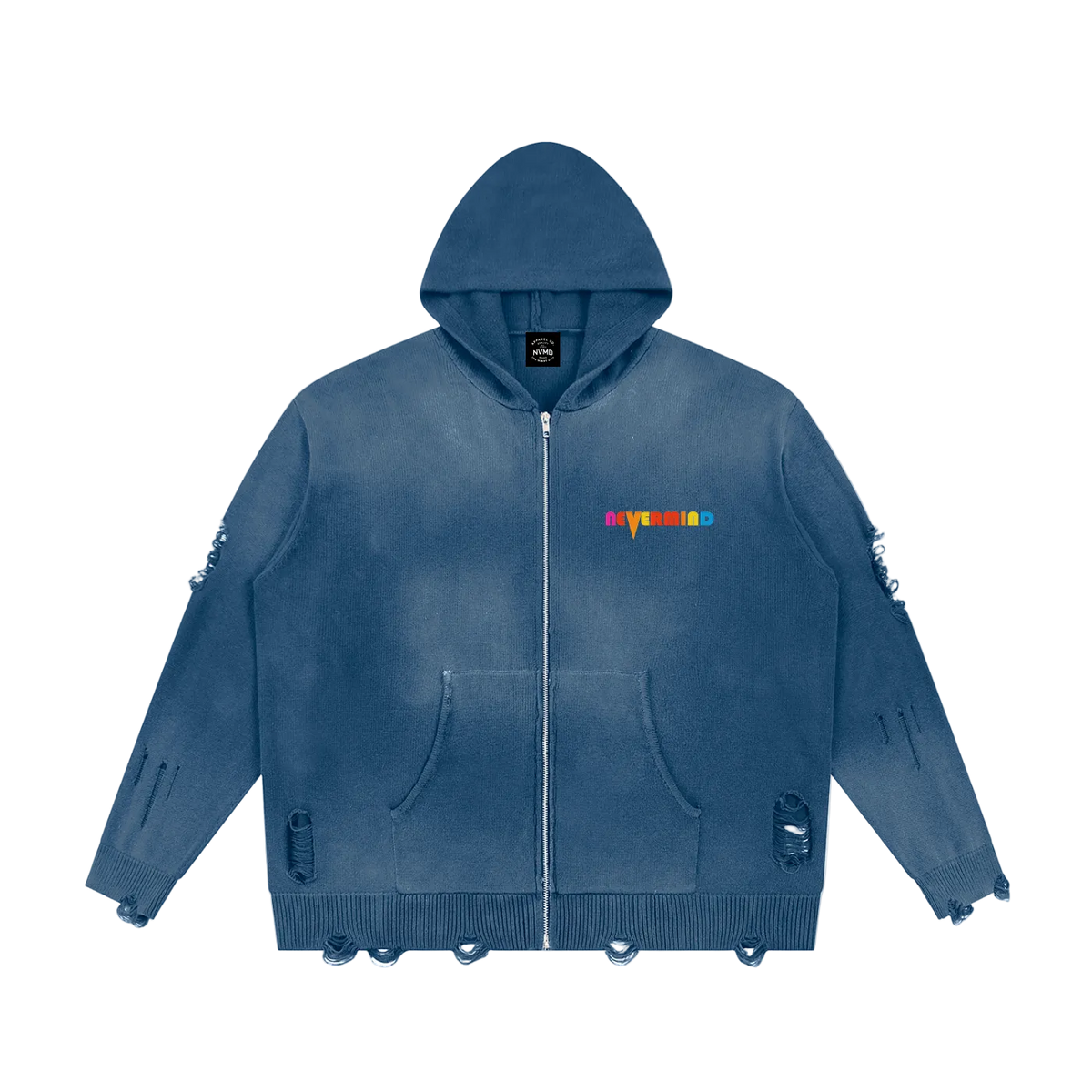 THE GOOD NEWS Distressed Full-Zip Hoodie