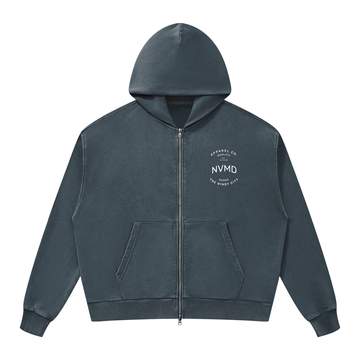 Unisex Windy City Mineral Wash Boxy Zip Hoodie